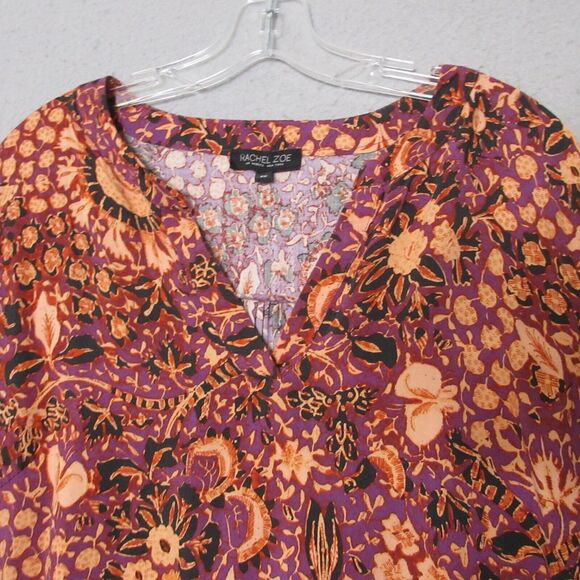 Rachel Zoe‎ Plus 2X Floral Popover Top Tie Sleeves Split Neck Boho Relaxed - Picture 2 of 11